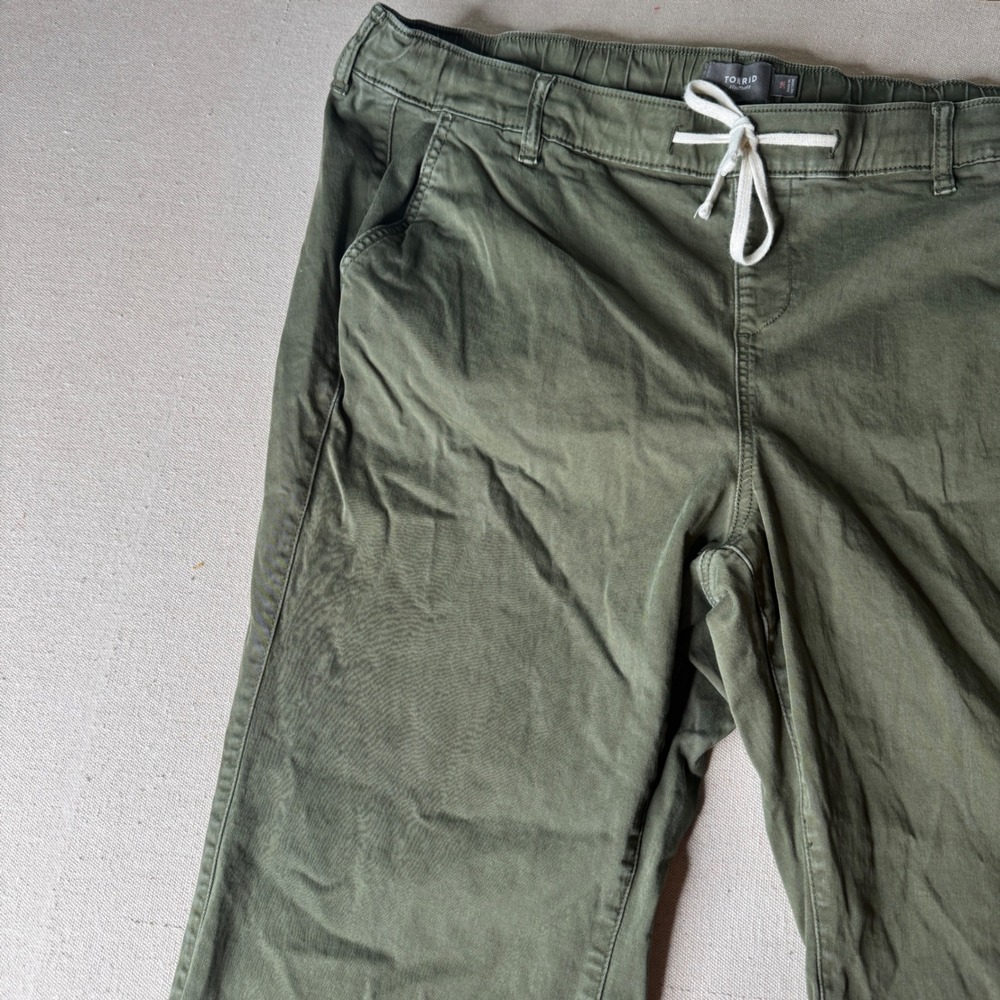 Torrid Olive Green Wide Leg Drawstring Pants Plus Size 3R Cotton Stretch Casual